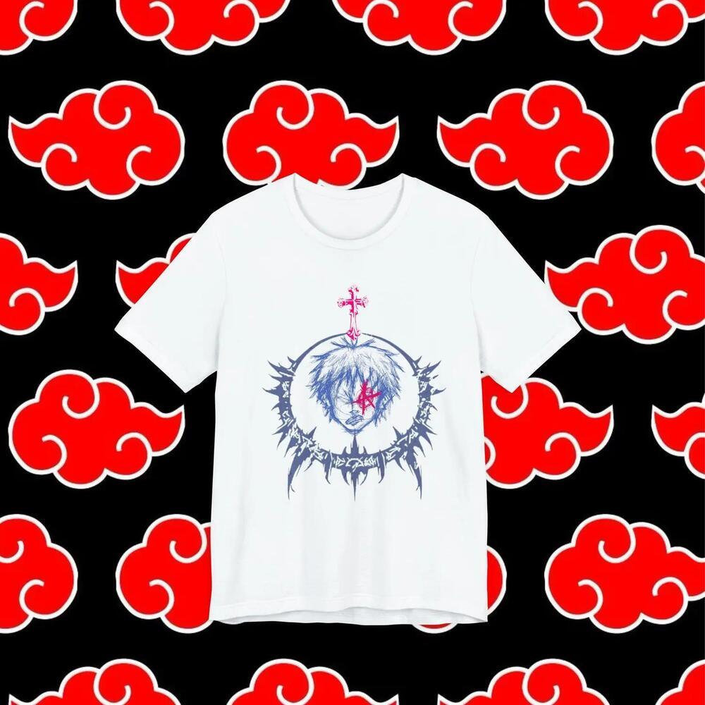 Anime Skull Portrait T-Shirt Gothic Cross Circle Graphic Tee